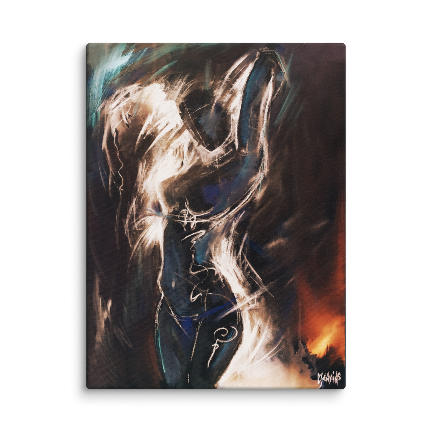 Spiritual Painting - Heart Fire - Deep Edge Canvas Print
