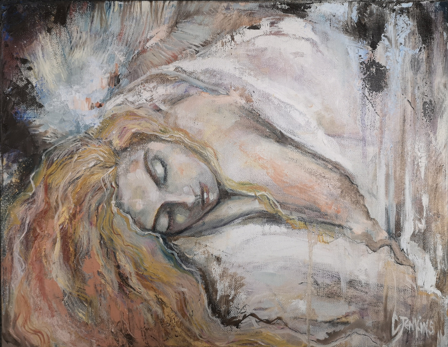 Spiritual Painting - Sleeping Angel - Hand-Finished Deep Edge Canvas Print