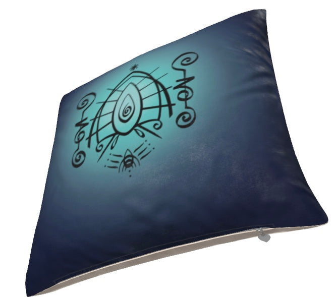 Soul Comfort Cushion - Blue Stillness - Vibrational Alignment Art