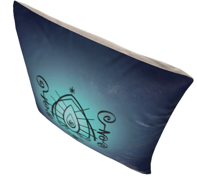 Soul Comfort Cushion - Blue Stillness - Vibrational Alignment Art
